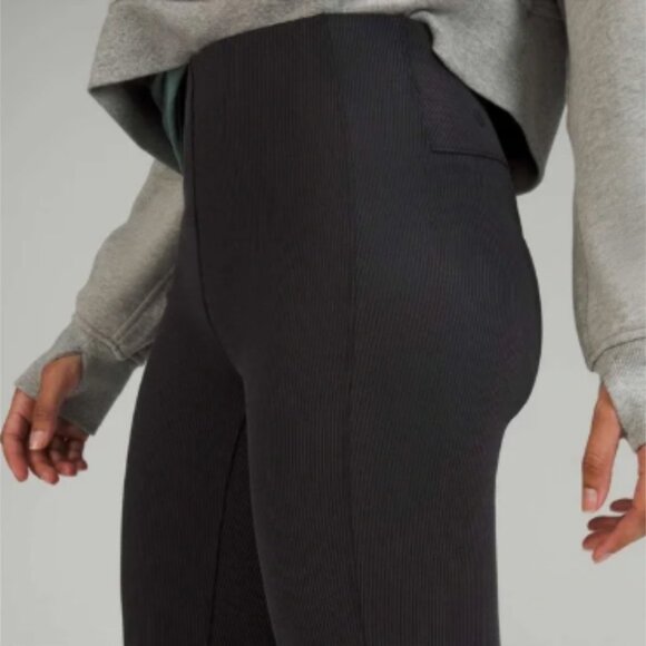 Lululemon Brushed Softstreme Ribbed Zip Flared Pant 32.5" Black 4 - Picture 2 of 10